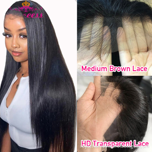 Long Hair Glueless Lace Wigs,Cheap 100% Malaysian straight wave Human Hair Wig Pre Plucked Transparent Swiss Lace Front Wig